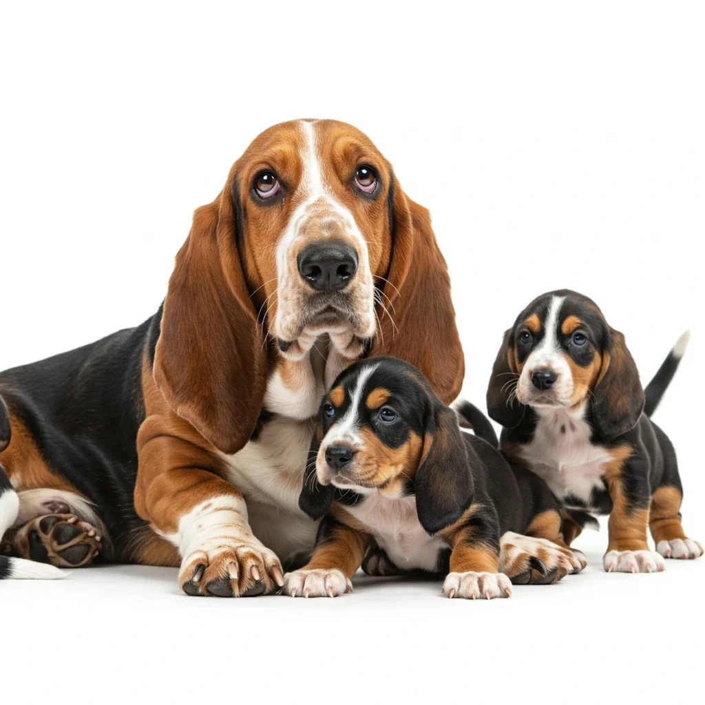 Basset Hound 1 Basset Hound mit Welpen