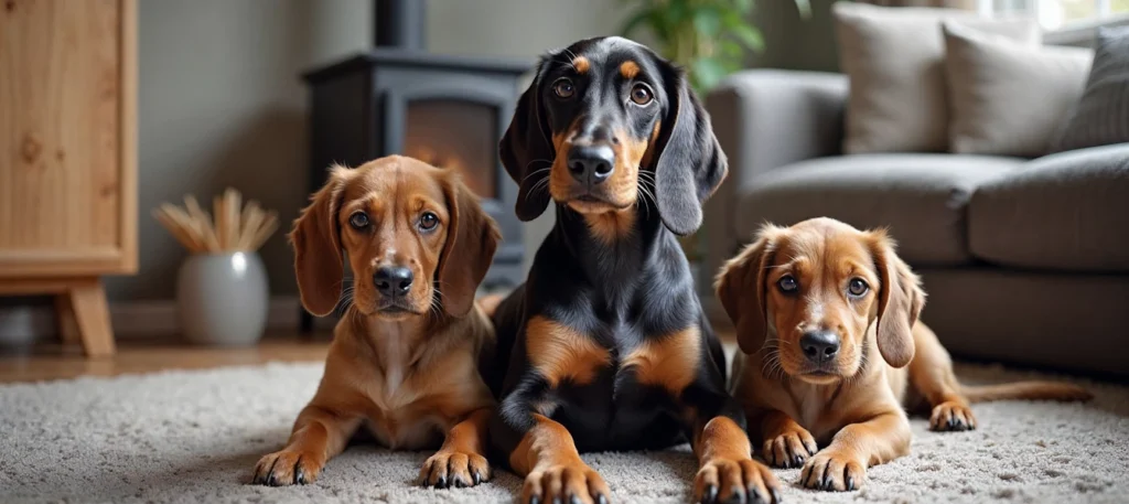 Hunde, Rassen & FCI 5 Dackel mit Welpen