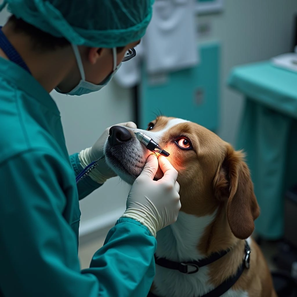 Glaukom (Grüner Star) bei Hunden 1 Tierarzt Augenuntersuchung Glaukom (Grüner Star)