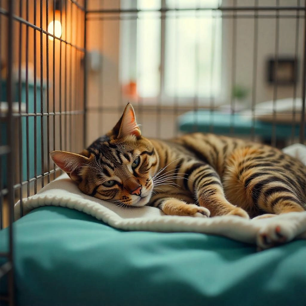 Hypertrophe Kardiomyopathie (HCM) Katzen Krankheit 1 Hypertrophe Kardiomyopathie (HCM) Kranke Katze im Korb