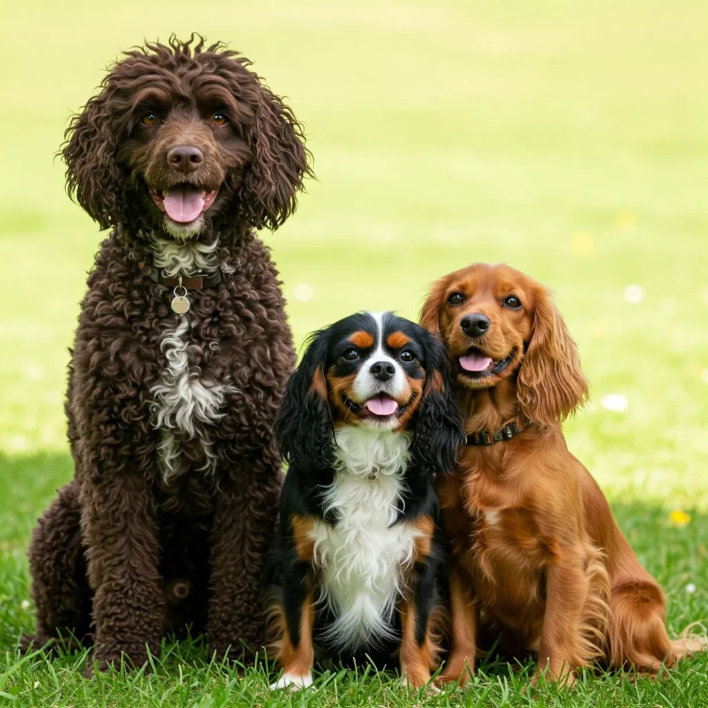 Spaniel 1 Irish Water Spaniel, King Charles Spaniel und American Cocker Spaniel